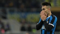 Lautaro Martínez se lamenta durante un partido con el Inter de Milán. (Getty)