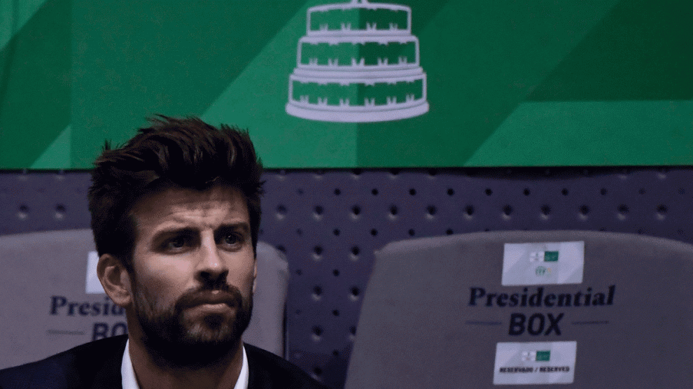 Gerard Piqué, durante uno de los partidos de la Copa Davis 2019 (AFP)