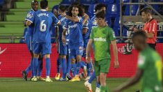 El Getafe celebra un gol ante la Real Sociedad. (EFE)