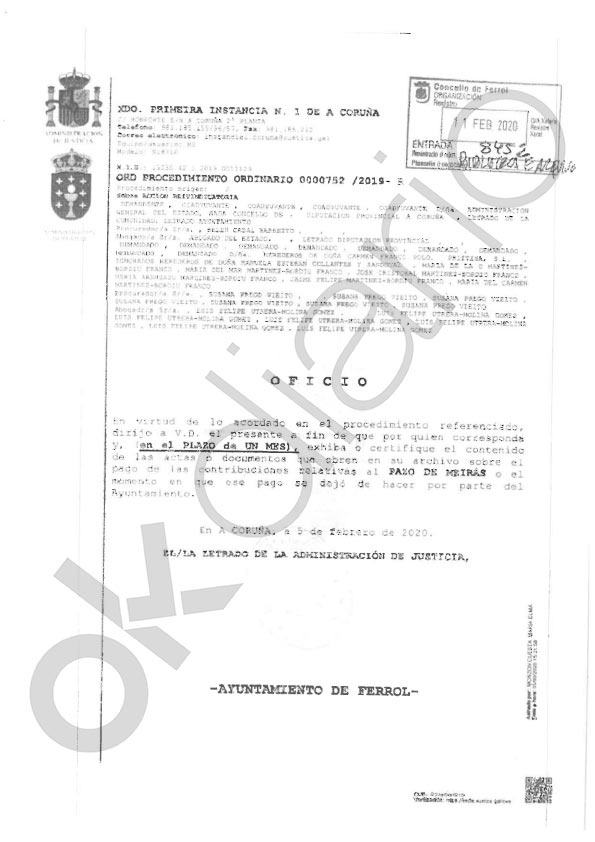 El Ayuntamiento de Ferrol desmonta la tesis de la Abogacía: nunca pagó el IBI del Pazo de Meirás
