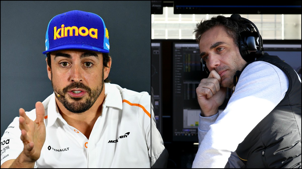 Fernando Alonso y Cyril Abiteboul, jefe de Renault.