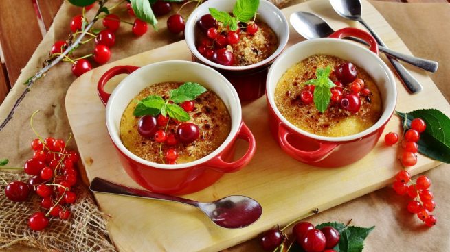 Receta de crème brûlée de cerezas sin gluten