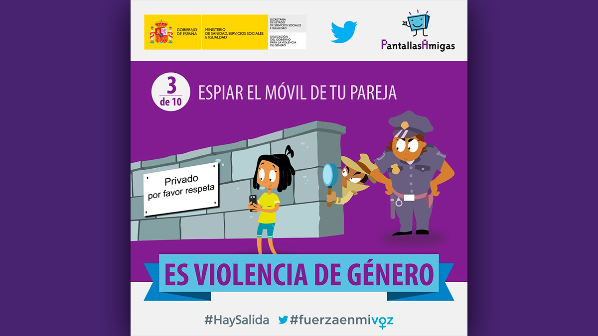 La campaña puesta en marcha en marzo de 2017 por el Ministerio de Sanidad e Igualdad sobre la «violencia de género digital».