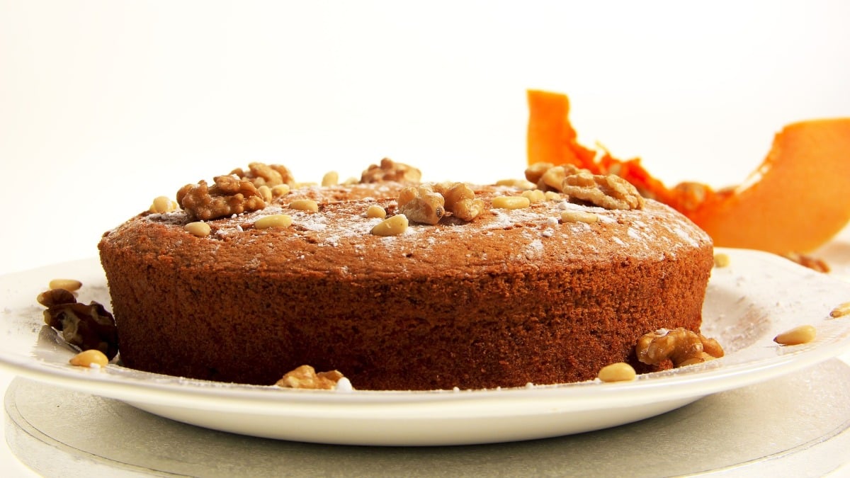 Receta de pastel de calabaza con nueces sin huevo