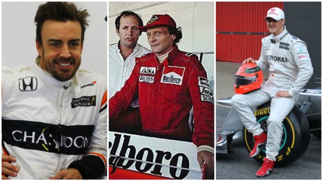 Fernando Alonso, Niki Lauda y Michael Schumacher