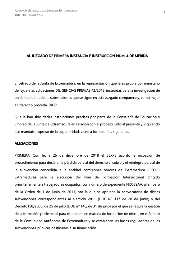 El PSOE abandona la acusación para tapar el fraude de UGT en los cursos de formación extremeños