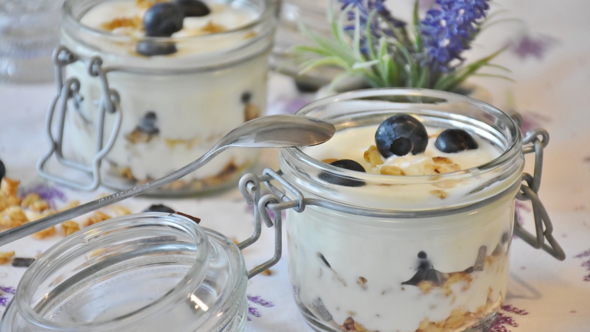 Panacota de horchata con arándanos