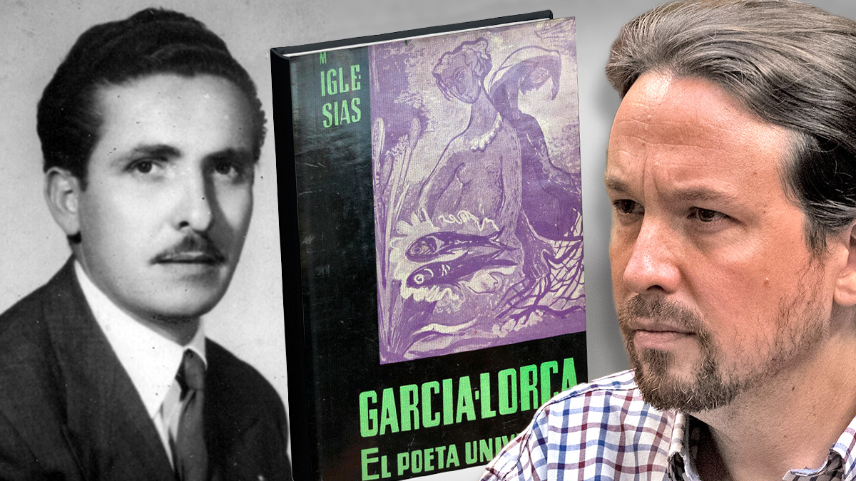 Pablo Iglesias junto a su abuelo Manuel Iglesias Ramírez y el libro que escribió sobre Lorca