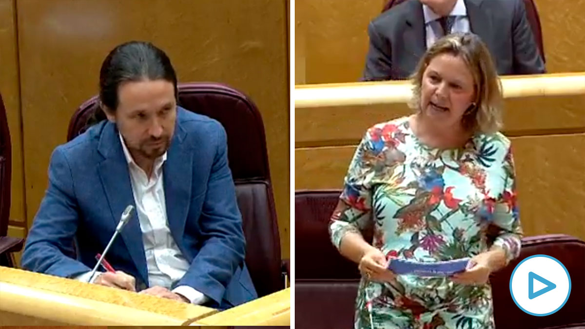 La senadora del PP María Salom en su pregunta a Pablo Iglesias en la sesión de control al Gobierno.