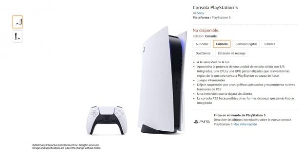 Sony PS5 en Amazon