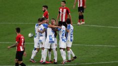 El Leganés celebra uno de los goles ante el Atheltic. (EFE)