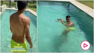 Reguilón, en la piscina.