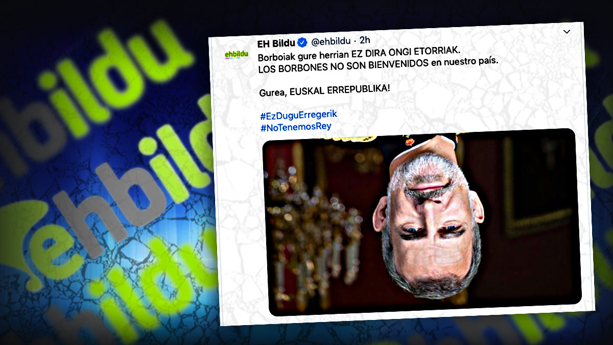 La imagen invertida del Rey Felipe VI difundida en las redes sociales por la formación proetarra de EH Bildu.