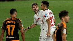 Reguilón celebra su gol contra el Valencia. (EFE)