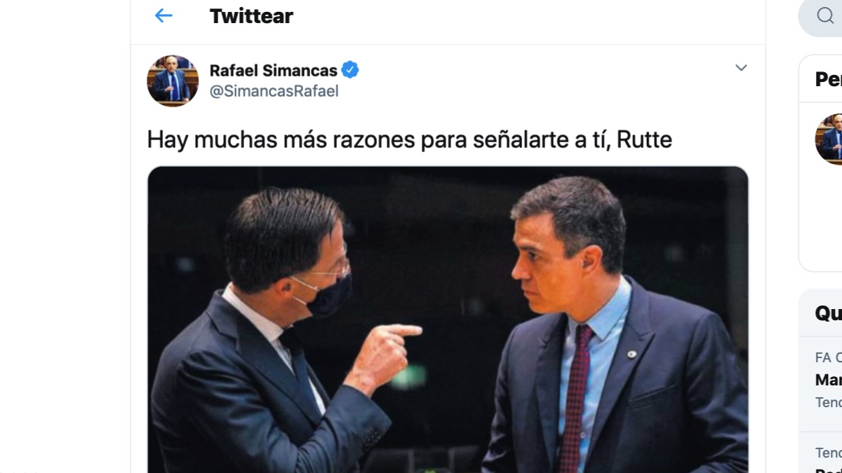 Tuit de Rafael Simancas objeto de polémica.