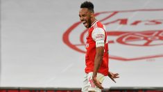 Aubameyang celebra un gol con el Arsenal. (Getty)