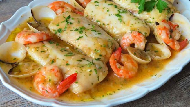 Corvina con gambas estilo thai