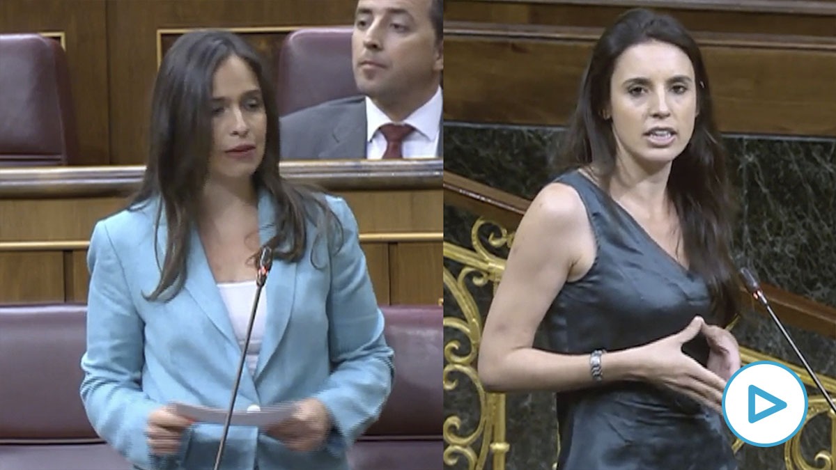 Cara a cara entre la diputada del PP Belén Hoyo y la ministra de Igualdad, Irene Montero, en el Congreso.