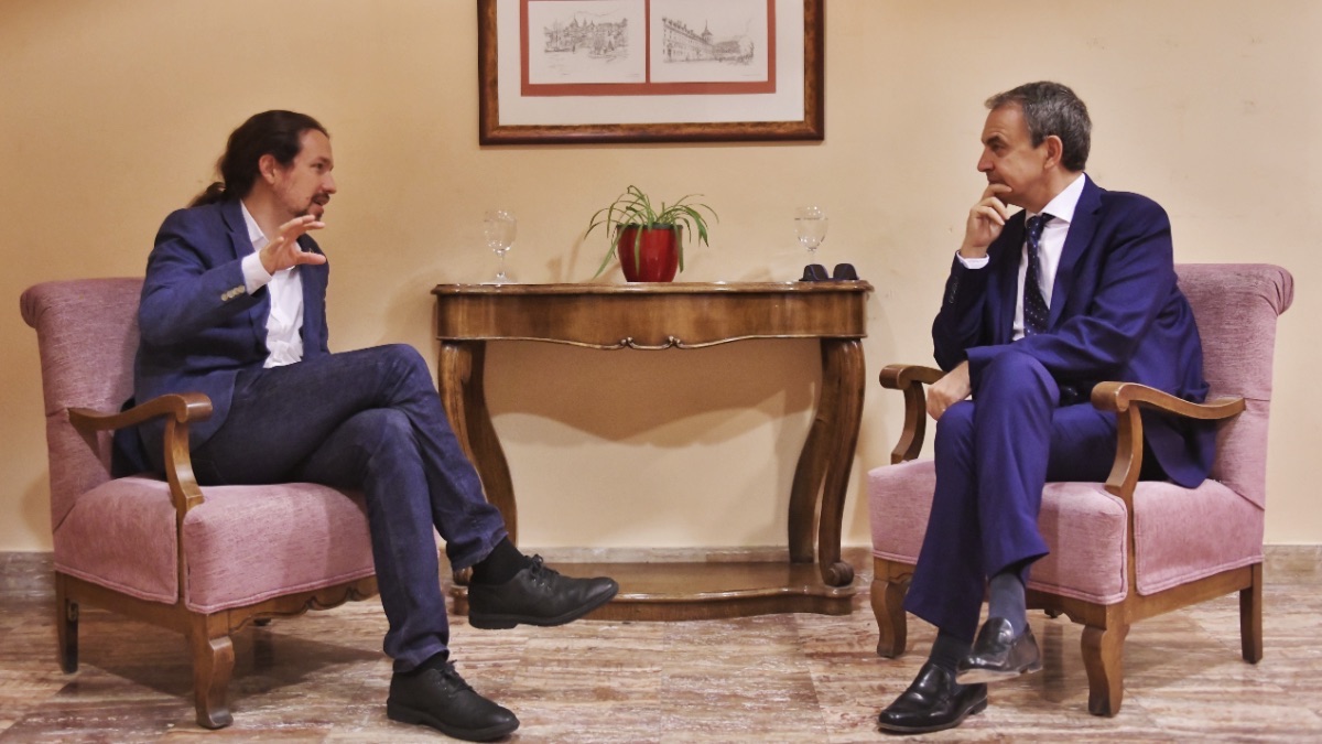 Pablo Iglesias y José Luis Rodríguez Zapatero. (Foto: Podemos)