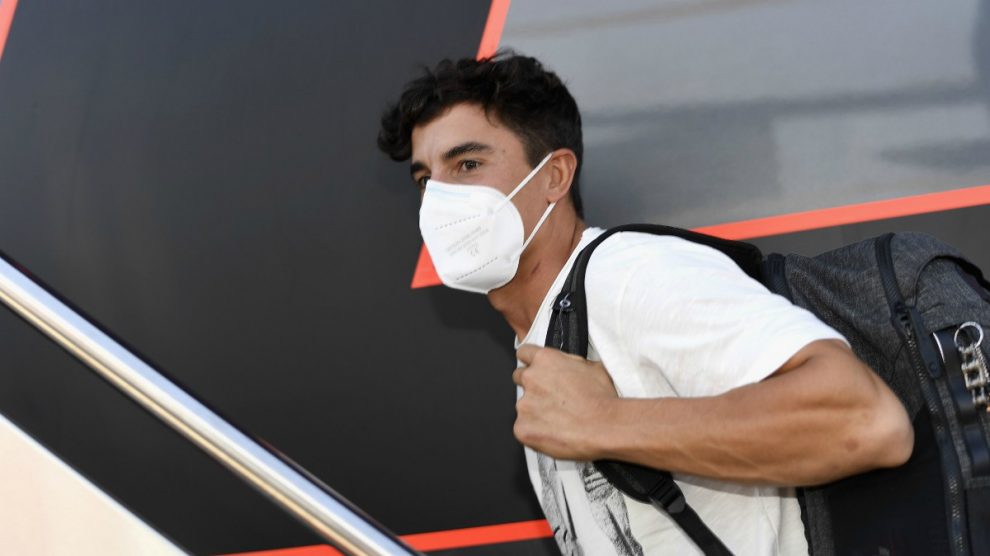 Marc Márquez, a su llegada al circuito de Jerez.
