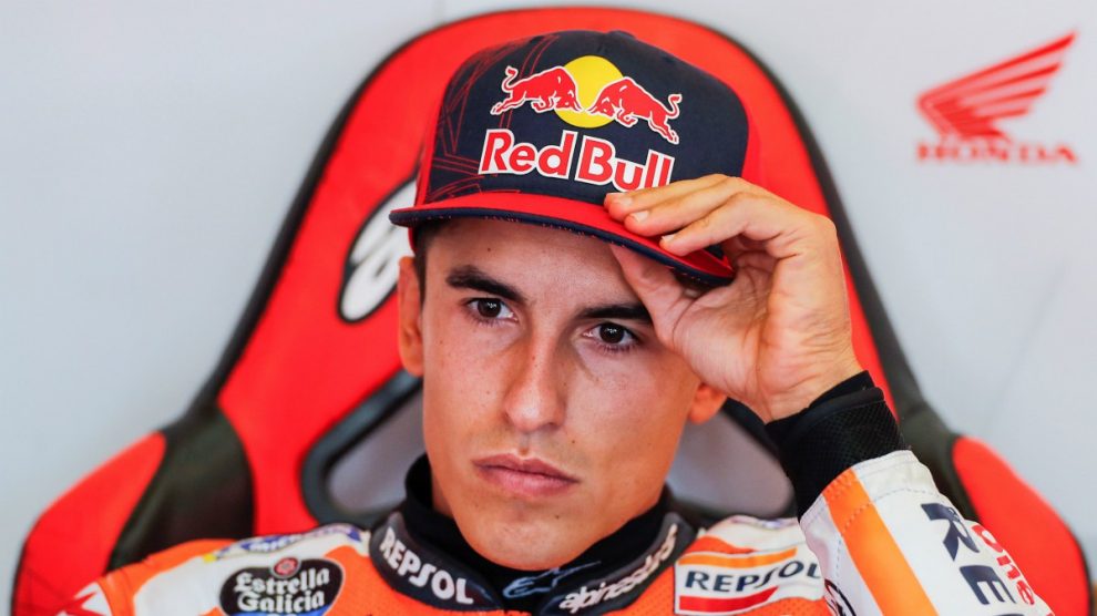 Márquez, en el box de Honda (EFE).