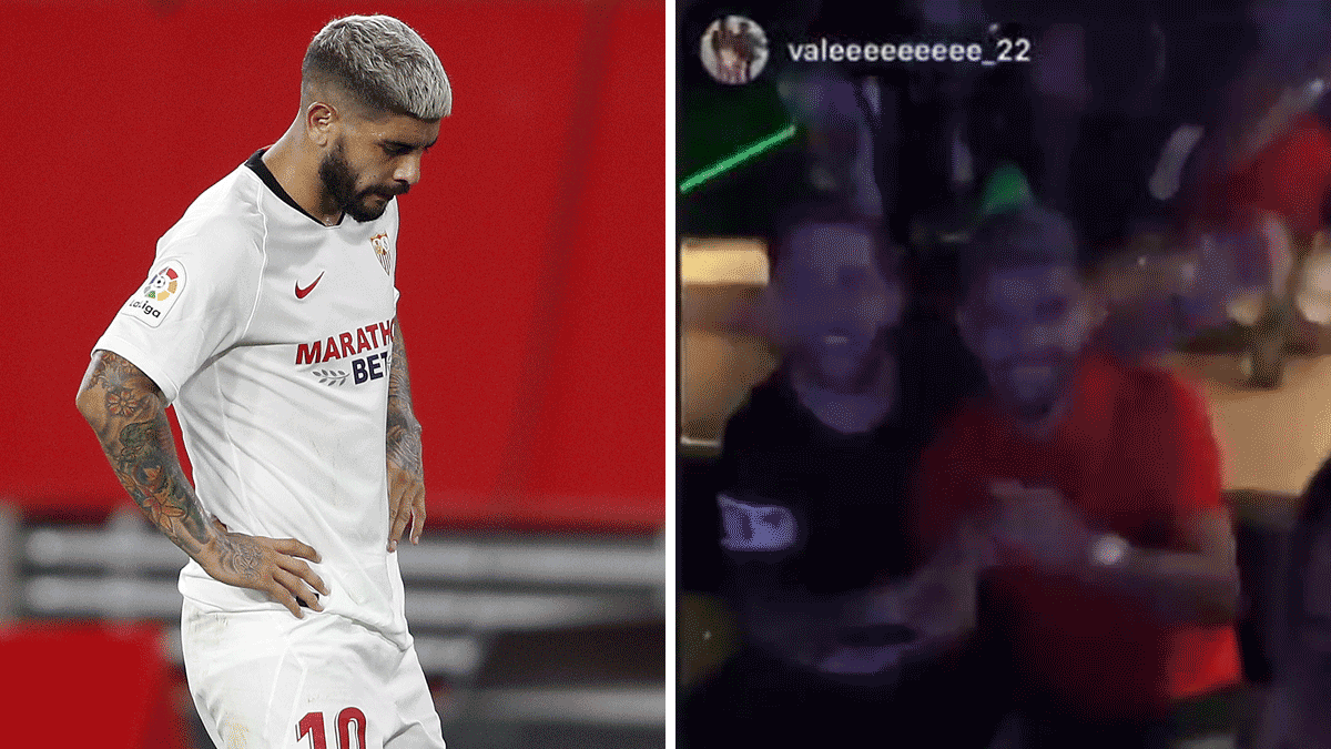 La mujer de Banega ha colgado un vídeo del futbolista sin mascarilla en una discoteca (Getty/ Instagram)