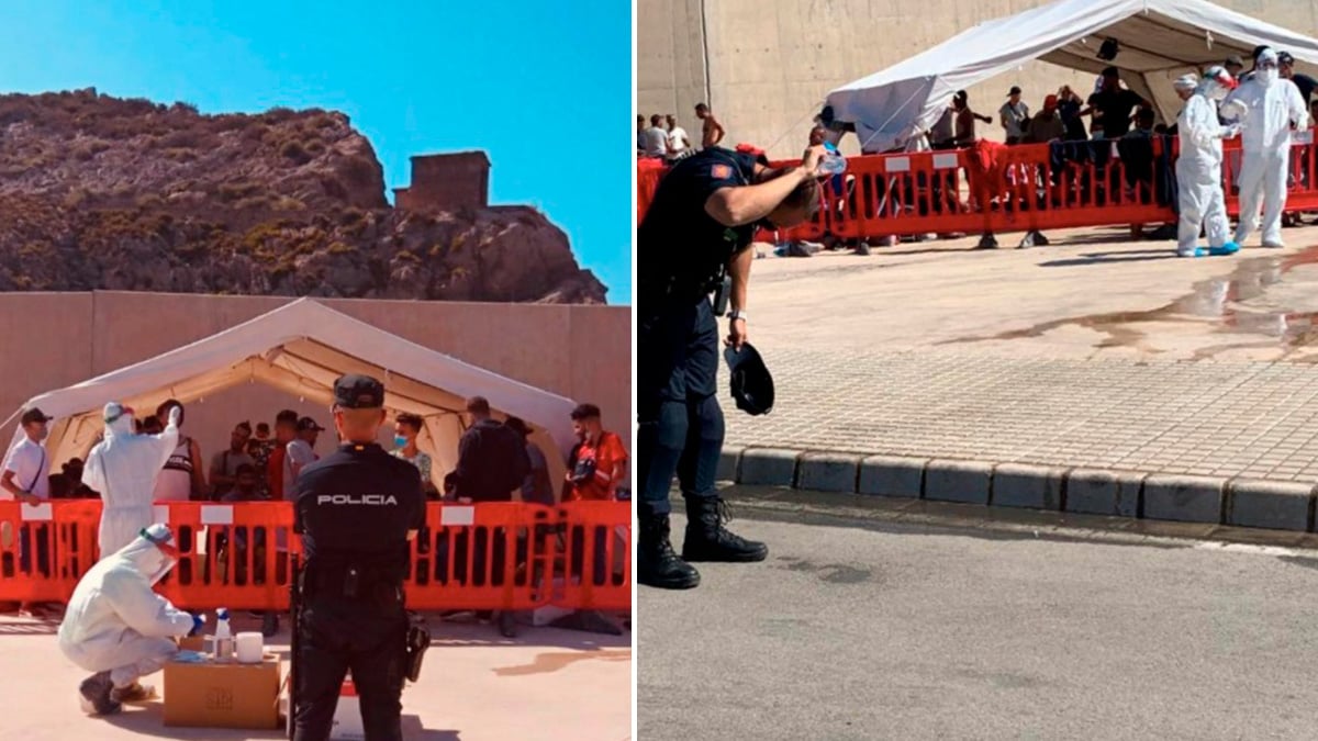 Policías sin protección en el puerto de Escombreras, Murcia. (Fotos: CEP)