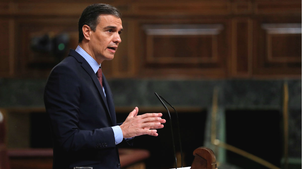 El presidente del Gobierno, Pedro Sánchez, durante su intervención en el pleno del Congreso de este miércoles. (Foto: Efe)