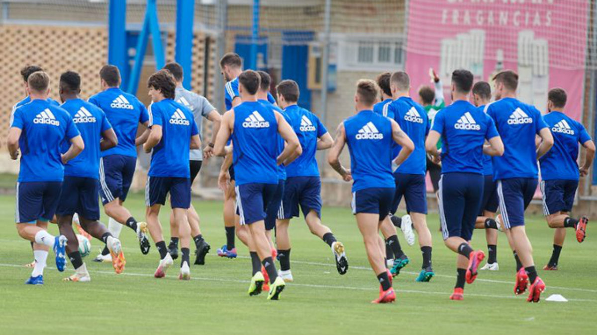 Los jugadores del Zaragoza, en un entrenamiento. (Real Zaragoza)
