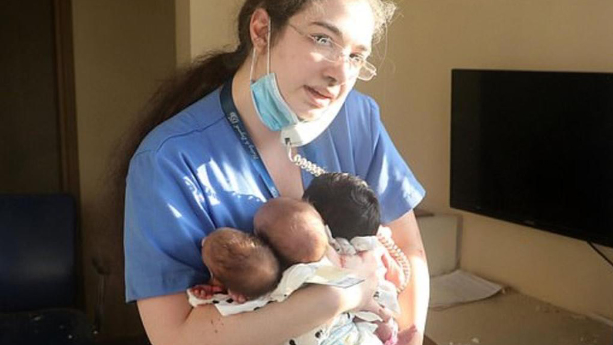 En medio del caos apareció la nueva heroína de Líbano para salvar a los bebés