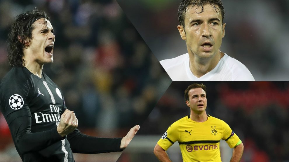Edinson Cavani, Gabi Fernández y Mario Götze.