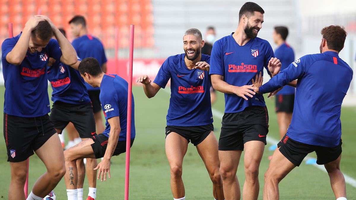 Los jugadores del Atlético de Madrid en un entrenamiento reciente. (@Atleti)