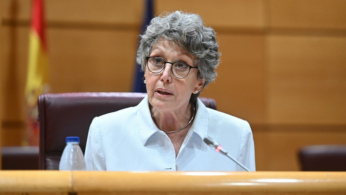 Rosa María Mateo, Administradora Provisional Única de RTVE, en el Senado (Foto: Efe)