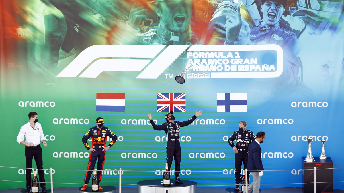 Podio del Gran Premio de España. (AFP)