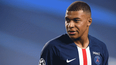 Mbappé, durante la semifinal de la Champions League (AFP)