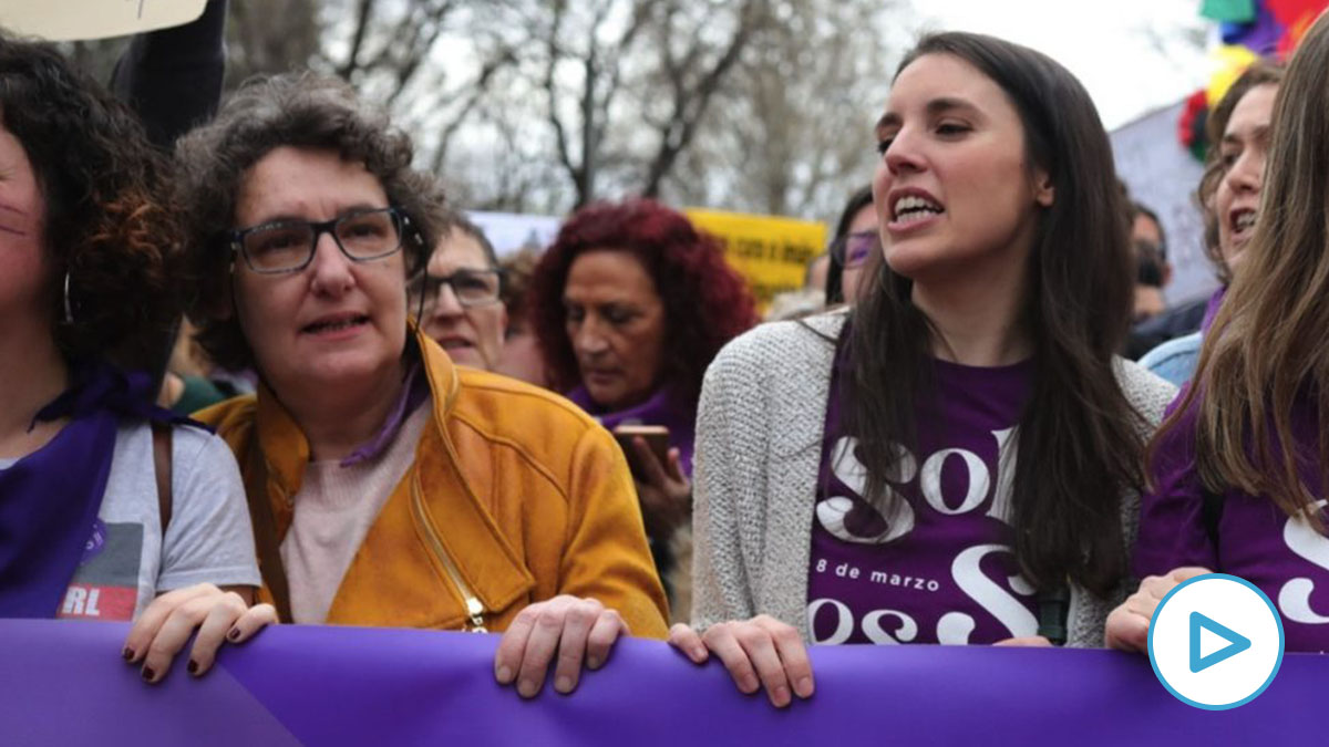 Irene Montero, en la manifestación del 8-M en Madrid.