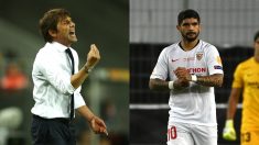 Antonio Conte y Ever Banega.