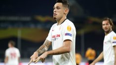 Lucas Ocampos celebra un gol con el Sevilla. (Getty)