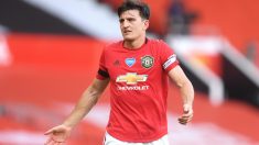Maguire, durante un partido con el United. (Getty)