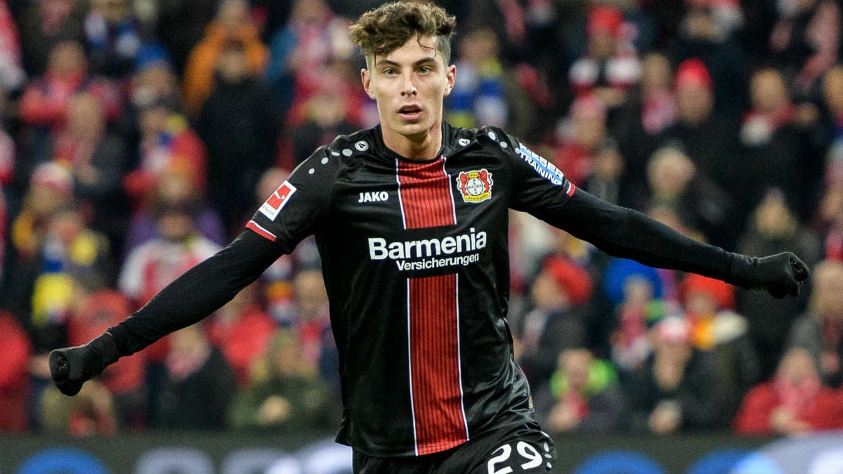 Havertz celebra un gol con el Bayer Leverkusen. (Getty)