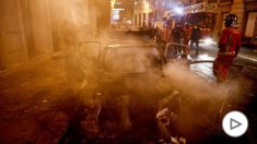 Imagen de los disturbios que se han producido en París tras la derrota del PSG. (Afp)