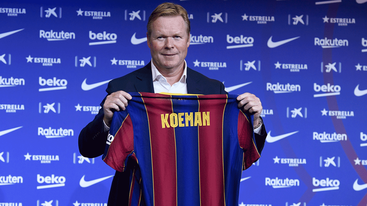 Koeman, en su presentación como técnico del Barcelona (Getty)