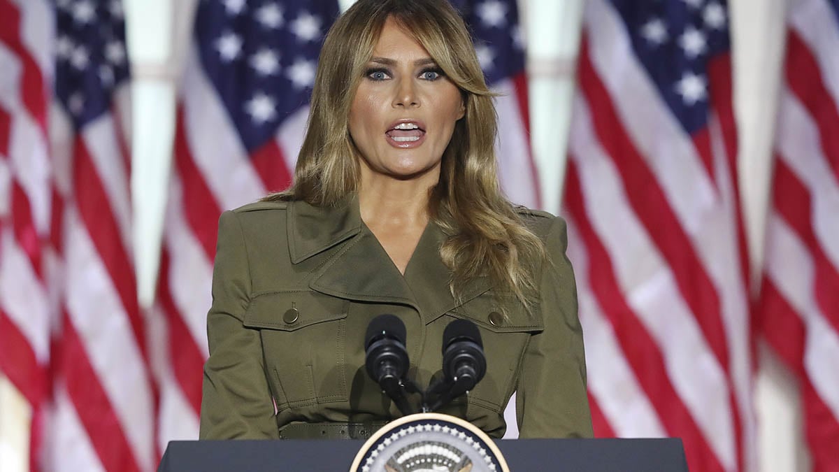 La primera dama de Estados Unidos, Melania Trump, durante su intervención en la Convención Republicana..