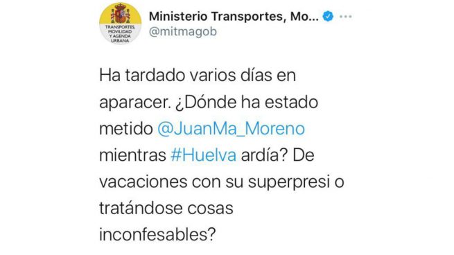 El insólito tuit desde una cuenta del Gobierno: «¿Juanma Moreno ha estado de vacaciones con su superpresi?»