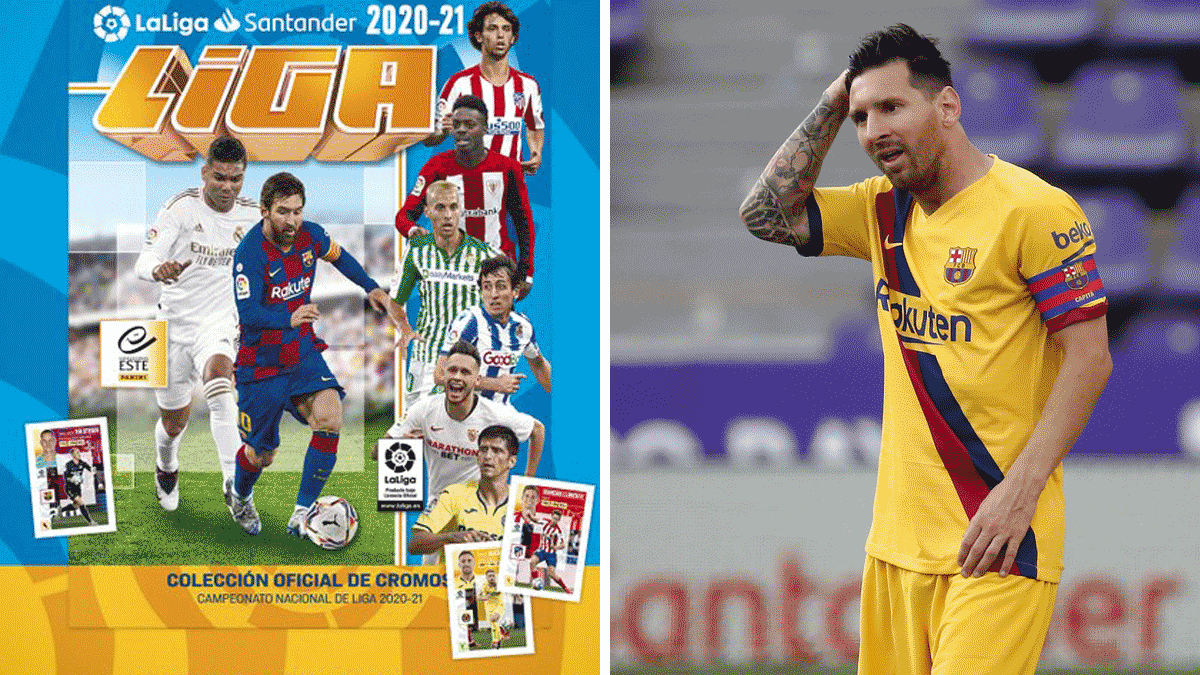 Messi, portada del álbum de cromos de Panini (Twitter/Getty)