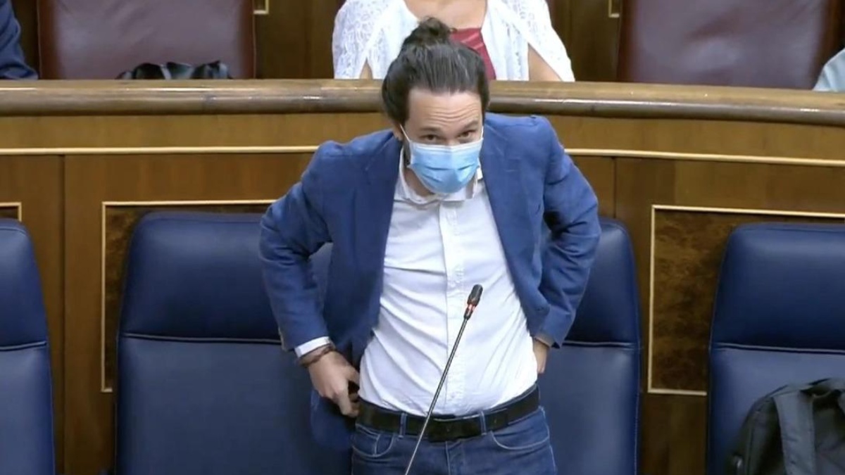 El vicepresidente del Gobierno, Pablo Iglesias, en el Congreso de los Diputados.