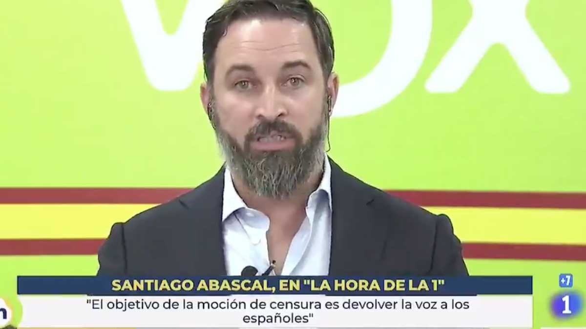 El líder de Vox durante un entrevista en la 1 de TVE. Foto: Twitter