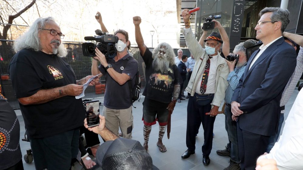 Protestas por la voladura de Rio Tinto en Perth. Foto: Europa Press