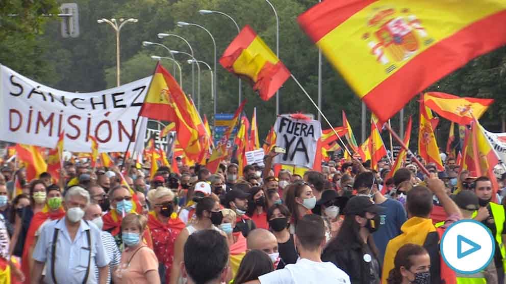 Los manifestantes congregados en Madrid.