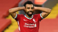 Mohamed Salah celebra un gol con el Liverpool. (Getty)